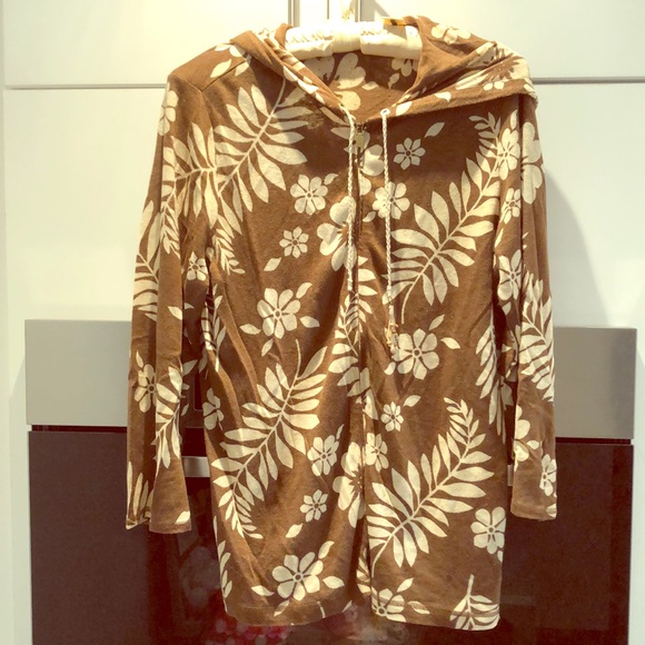 Tommy Bahama Tops - Tommy Bahama Brown Flower Hoodie